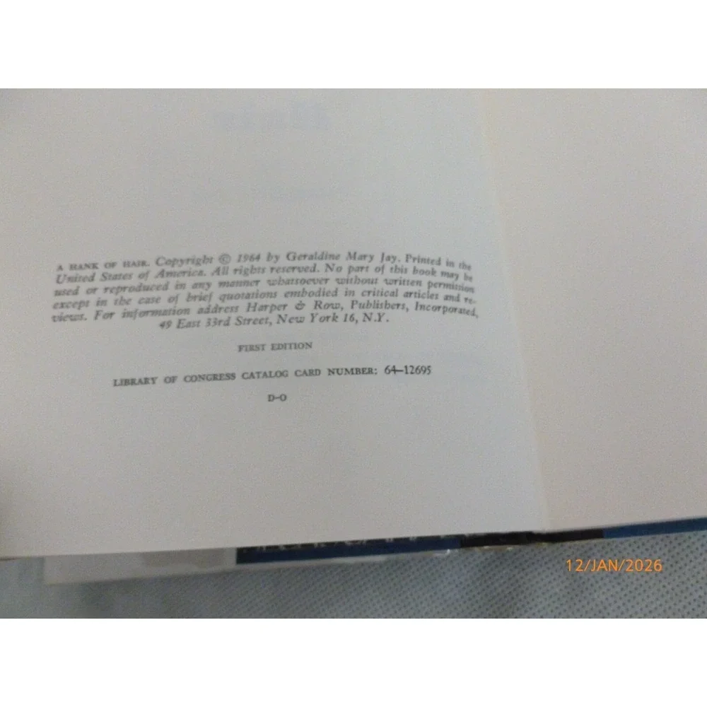 A Hank of Hair Charlotte Jay 1964 Harper Row Hardcover First Edition Mystery